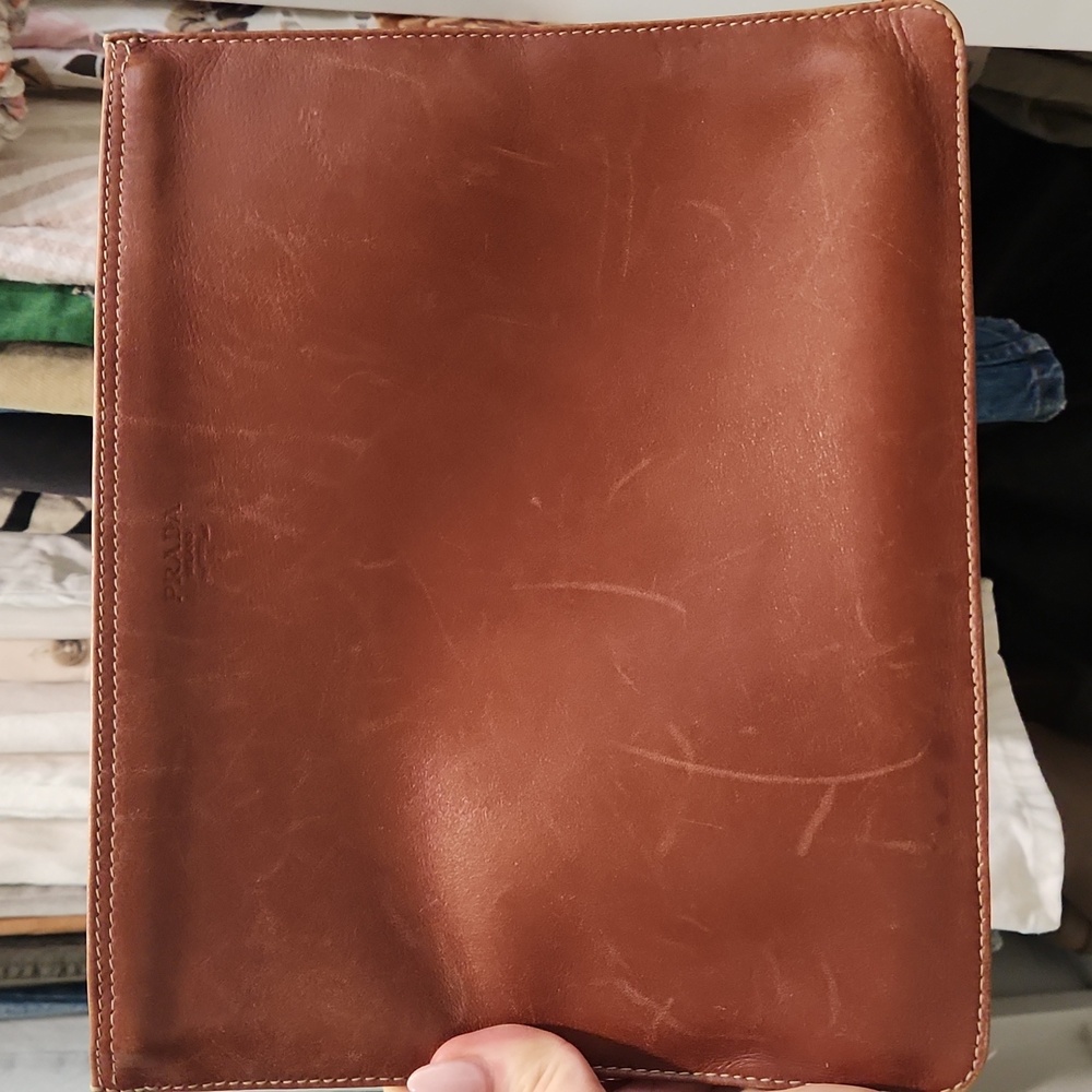 Vintage authentic Prada envelope leather clutch